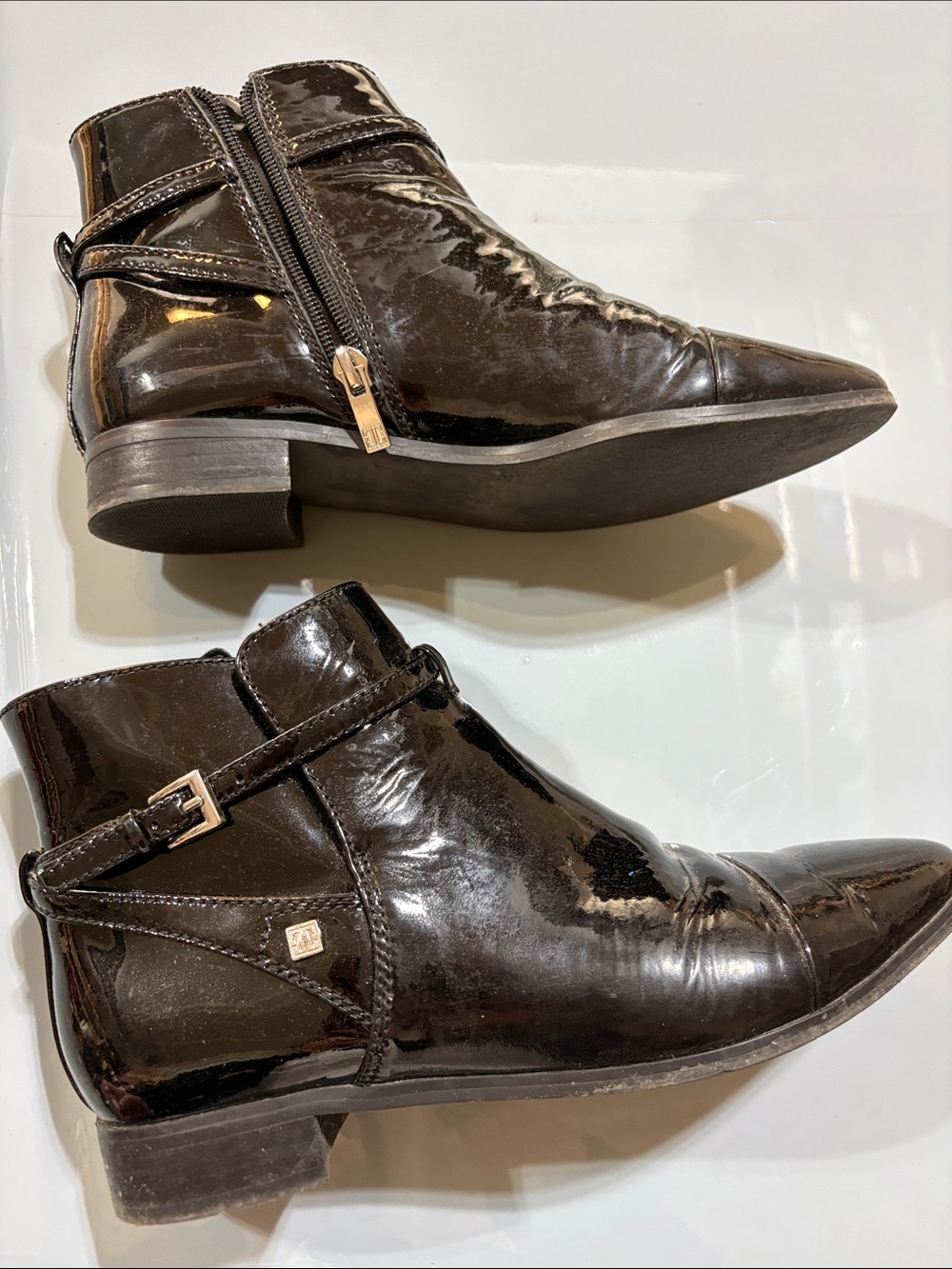 Black Patent Leather Ankle Boots - Ivanka Trump 7